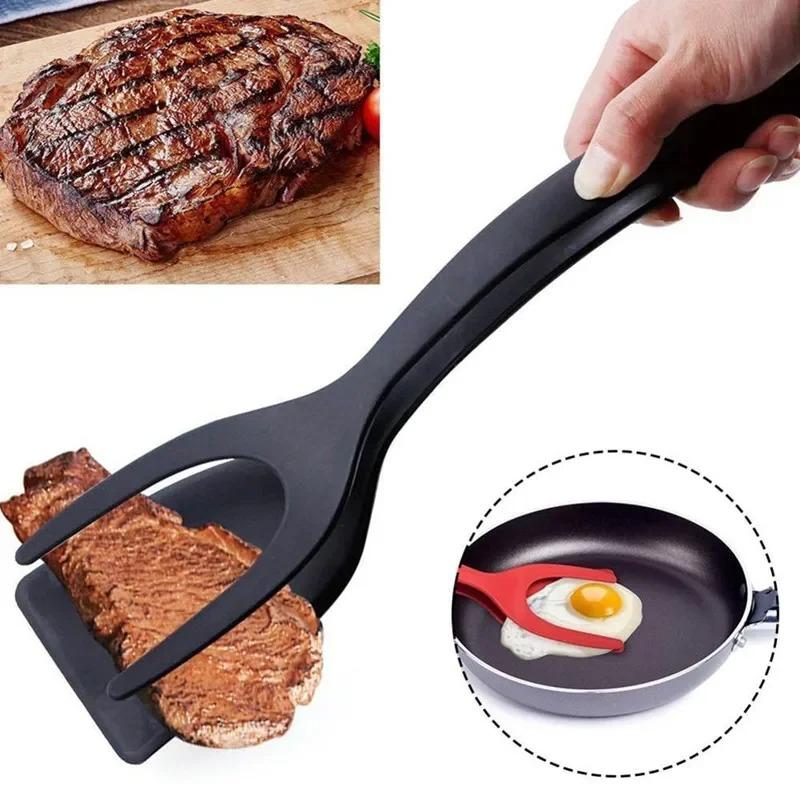 Shovel Clip Silicone Grip Flip Tongs Egg Steak Spatula Tongs Clamp Pancake Fried Turners Cooking Tool Kitchen Accessories