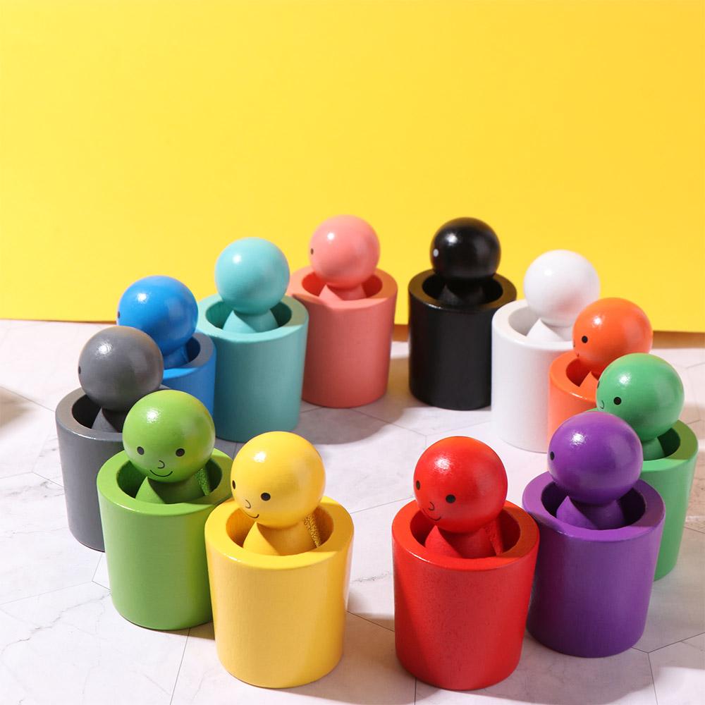 Wooden Color Sorting Games Montessori Count Puzzle Game Toy Children Color Sorting Cup  Family