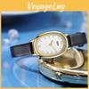 Womens Retro Oval Quartz Watch With Leather Strap For Elegant Dress