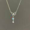 Aurora Moonlight Stone Butterfly Necklace Simple Jewelry Women'S Blue Flash Diamond Sweet Temperament Girl Heart Flow Su Collarbone Chain