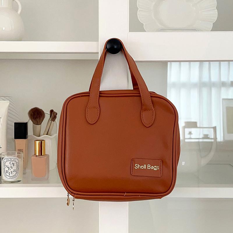 Borsa Porta Trucchi Pu da Viaggio Donna Pelle Borsa Cosmetica Portatile per Pernottamento Weekend Rossetto Profumo Beauty Pouch