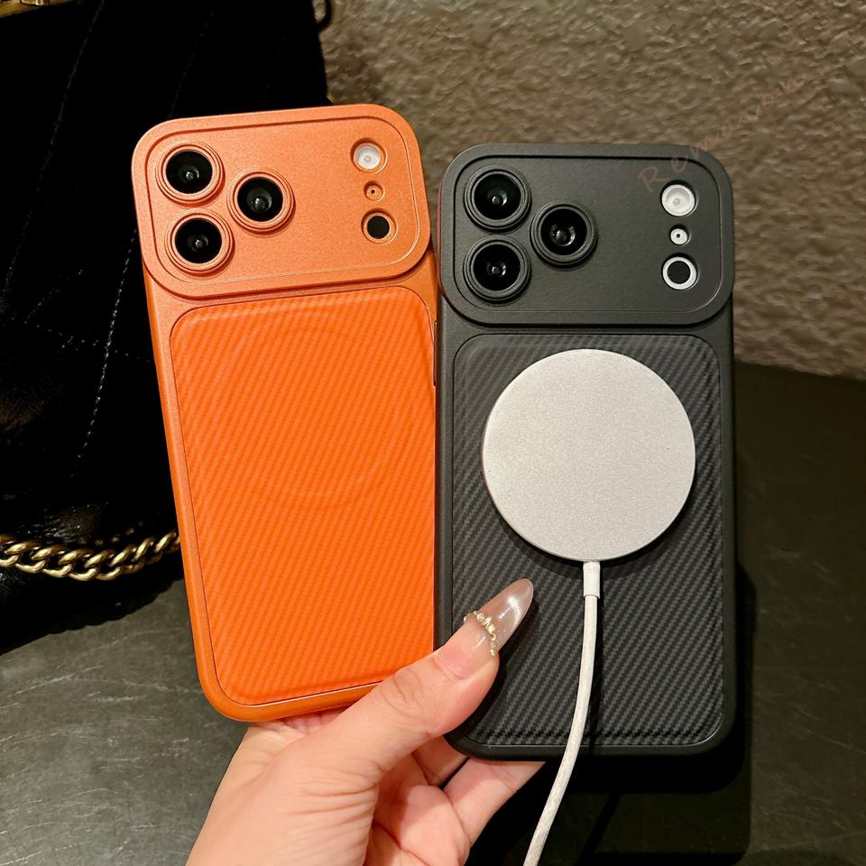 New Fiber Magnetic Phone Case For For Iphone 17 13 14 1 16 Pro Max 16Pro 17Pro Wireless Charging Silicone Protector Cover