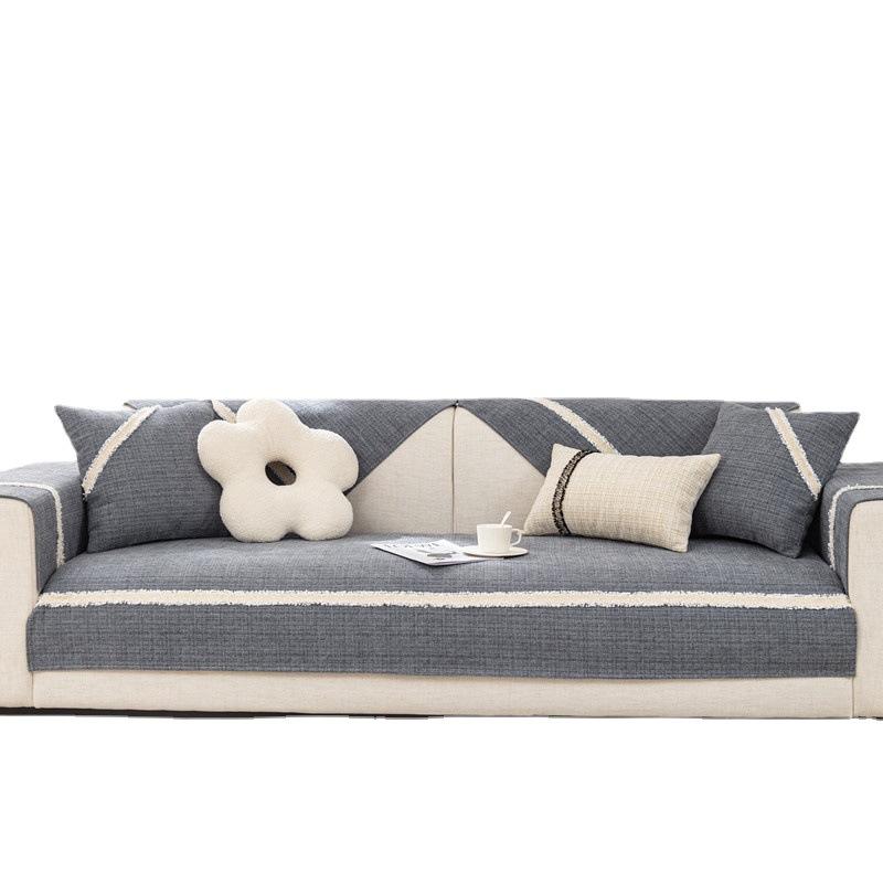 Fabric Sofa Cushion Four Seasons Universal Non-slip Cushion Solid Color Double Simple Sofa Cover Cover Cloth Cover Towel