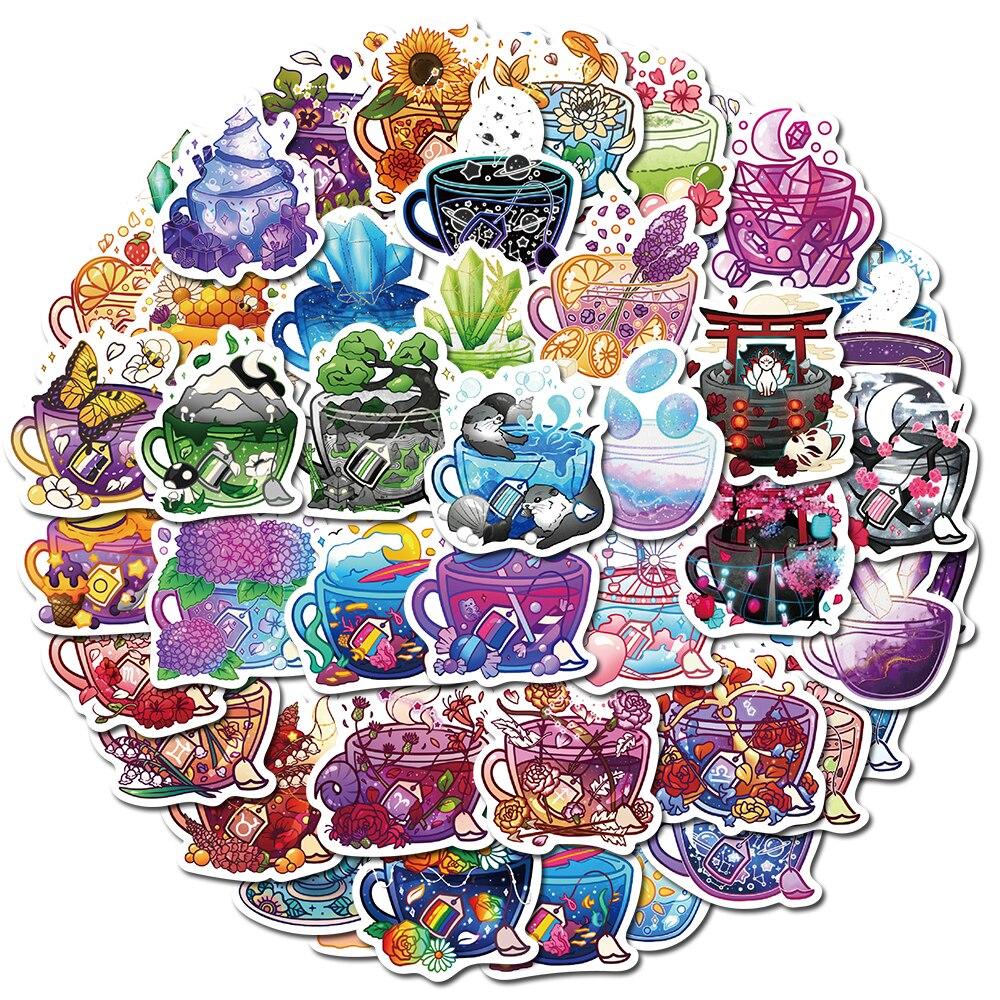 

10/49PCS Мультфильм Кубок Волшебные наклейки Винтаж Кофе граффити Наклейки для DIY Багаж Ноутбук Скейтборд Велосипедные наклейки