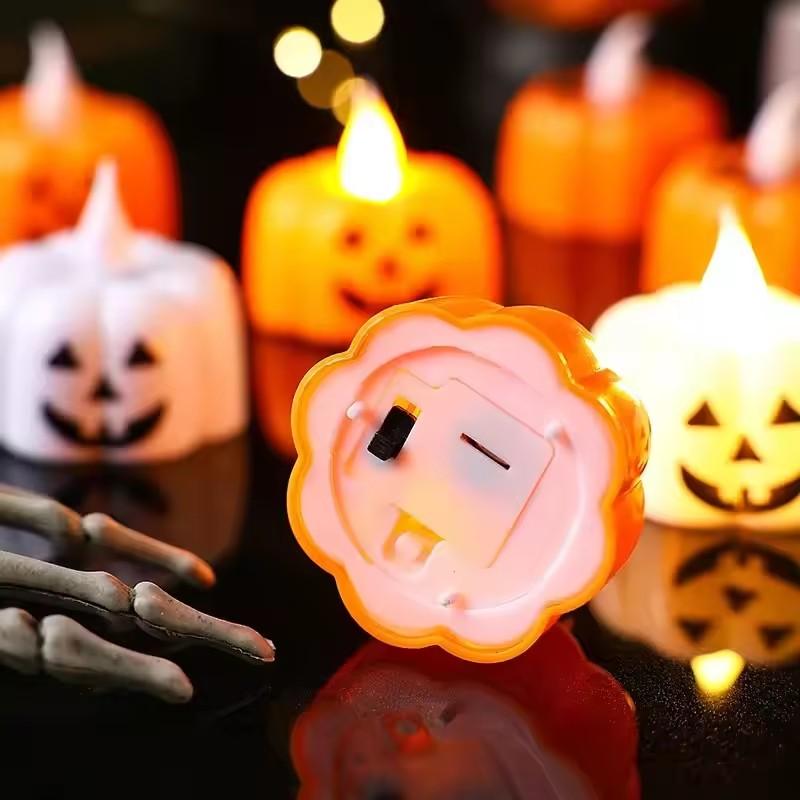 1-20PCS Halloween LED Pumpkin Electronic Candles Lights Halloween Horror Party Night Lights Home Porch Haunted House Decorations