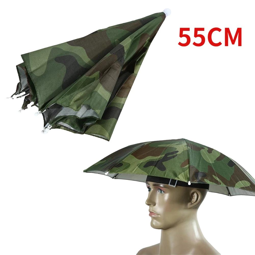 Outdoor Foldable Head Umbrella Hat Anti-Rain Anti-Sun Head-Mounted Headwear Sun Cap for Fishing Golf Cycling Hiking Camping
