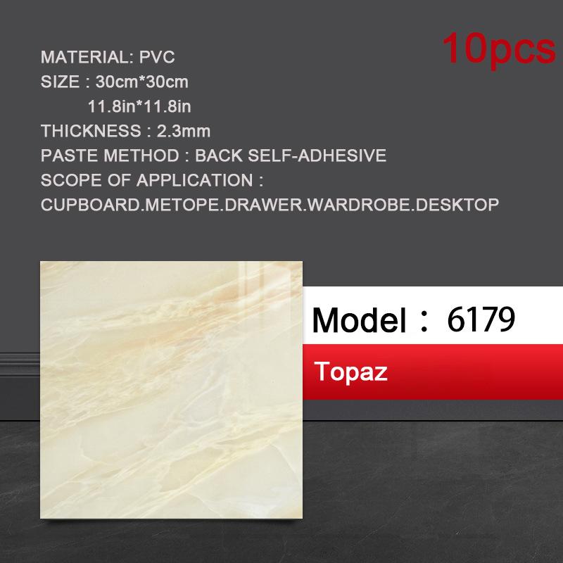 10pcs 30*30cm PVC Imitation Marble Floor Stickers Self-adhesive Wall Stickers Waterproof Bathroom Living Room Moden Decor Decals