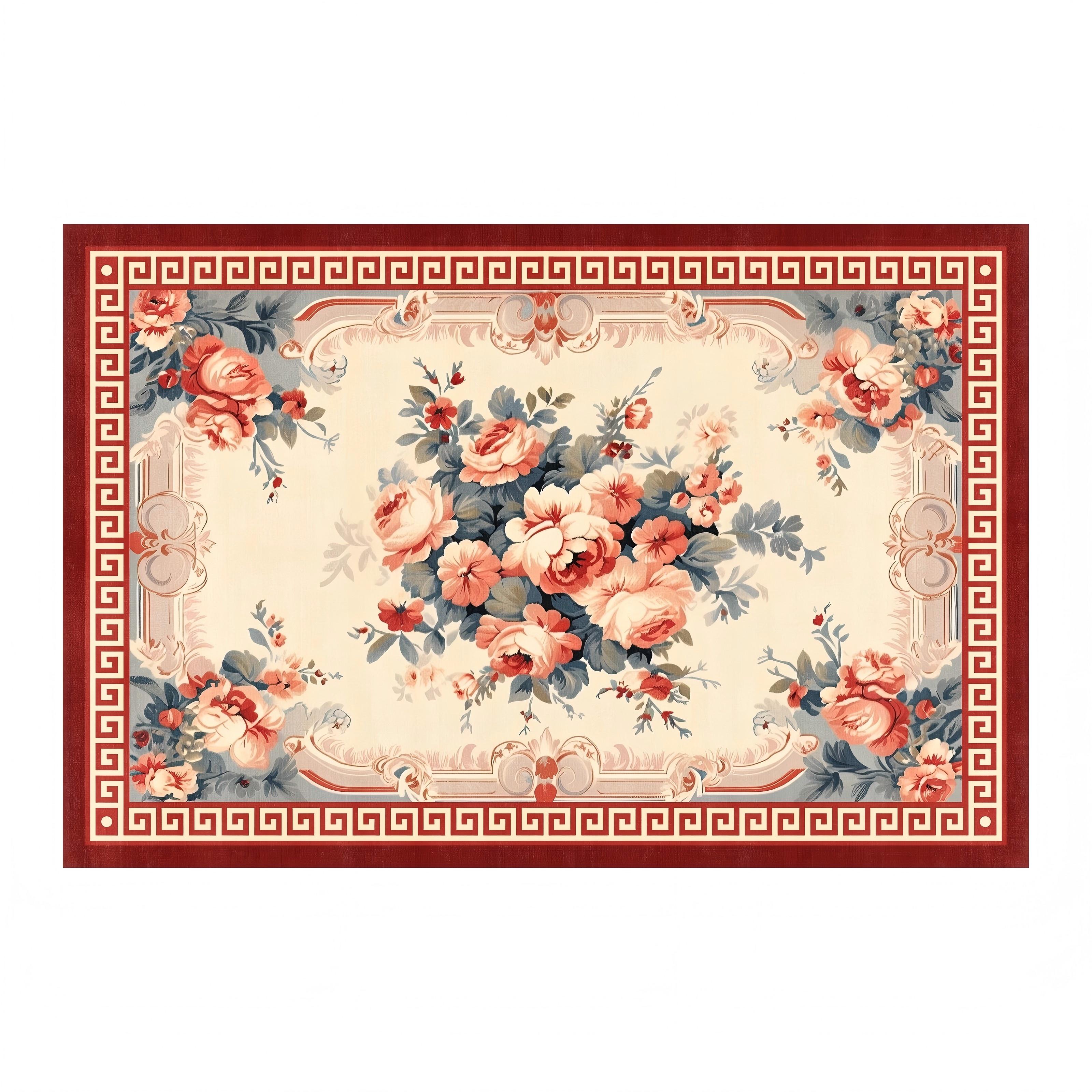 

Квітковий килим у китайському стилі для вітальні, прикраса дому, килими для зони дивана, нековзний килим для спальні, миючий килимок для дверей 80*120cm