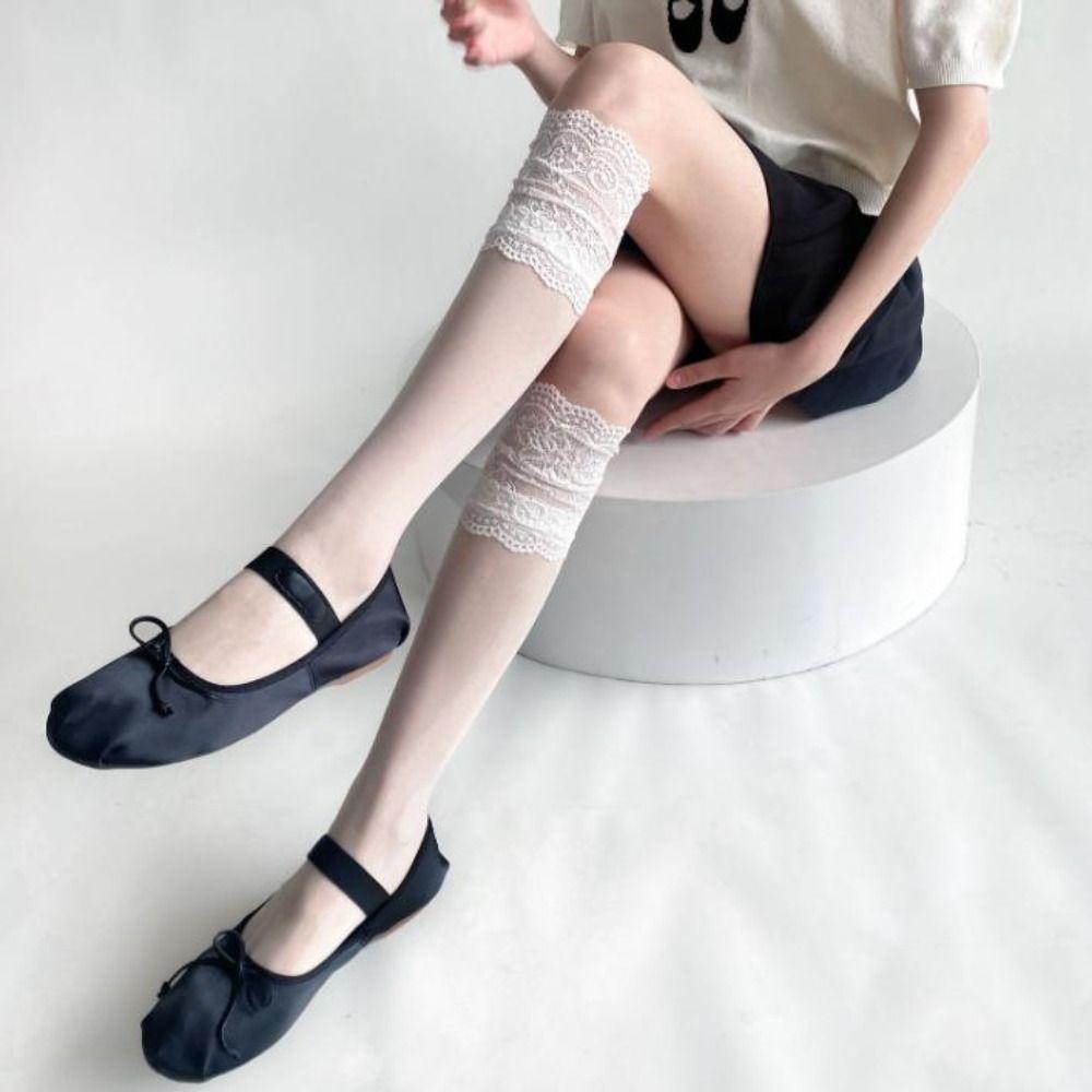 Lace Ruffle Lace Ruffle Long Socks Sheer Knee High Socks JK Lolita High Tube Socks Sweet Girls