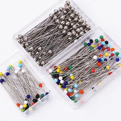 50/100 Pièces Épingles pour Loisirs Créatifs de Couture Accessoires de Couture Épingles de Sûreté Épingles à Tête Ronde en Verre Couleurs Mixtes Aiguilles Droites pour Quilting Épingle