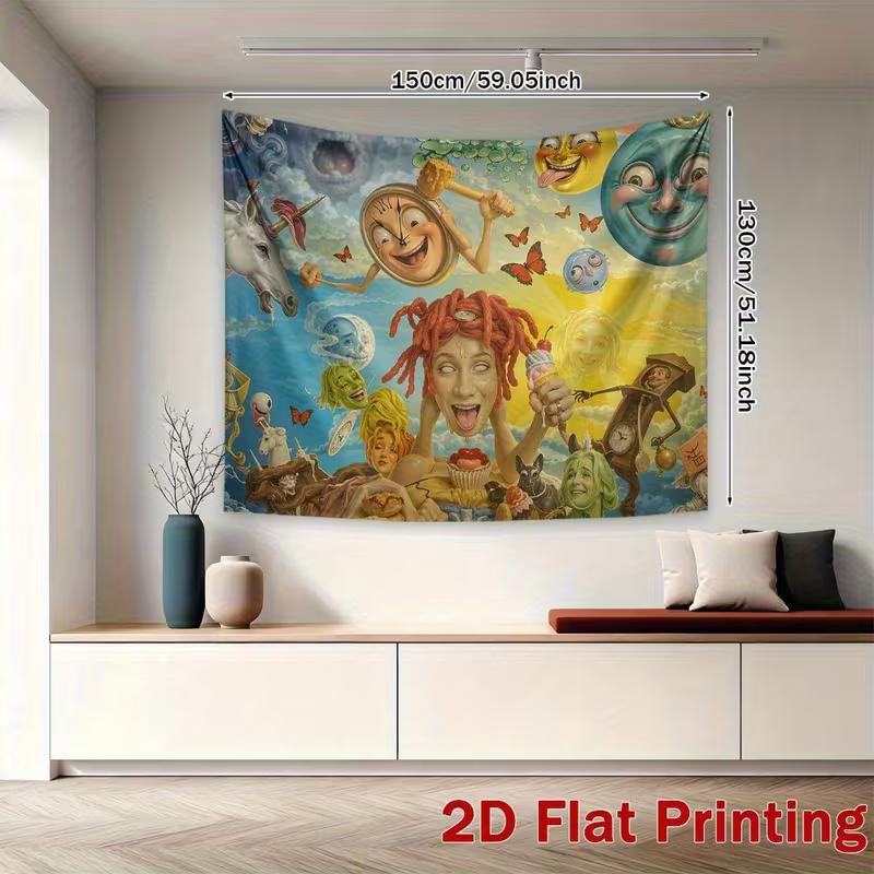 2D Whimsical Surrealist Dreamscape Backdrop Cloth for Party & Photoshoot