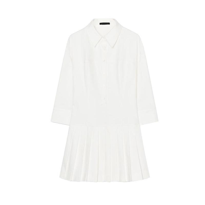 Spring New Women's Clothing White Minimalist Style Single-Breasted Shirt Jumpsuit Dress 4661317