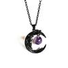 Moon Crystal Pendant Necklace With Alloy Deep Dark Gothic Style For Women And Men