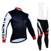 Mens Winter Cycling Jersey Bib Pants Set Breathable Warm Long Sleeve Thermal Kit Road Bike Riding