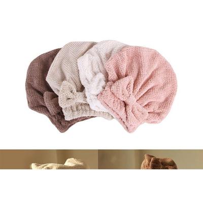 Coral Velvet Quick Hair Drying Towel Bowknot Wrap Towel Hat Cap Thicken Bonnets for Women Bathroom Accessories Solid Color Towel