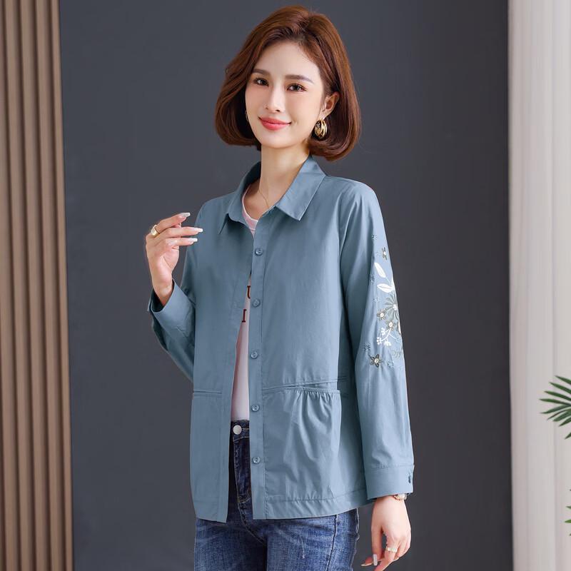 Yalu Cotton Embroidered Long-Sleeve Casual Shirt for Women
