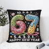 67 Happy New Year 2026 Donut Pillow Cover  Morden Pillow Case For Office Car Home Decor Soft Cushion Cover Birthday Present
