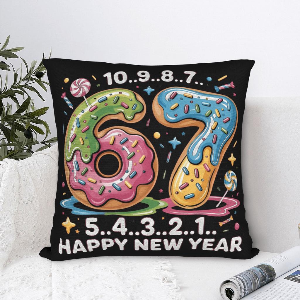 67 Happy New Year 2026 Donut Pillow Cover Morden Pillow Case For Office Car Home Decor Soft Cushion Cover Birthday Present