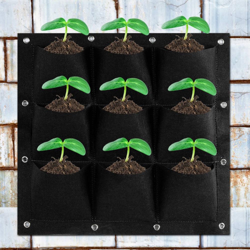 9 Pockets Plant Bag 50*50cm Grow Bag Durable Pocket Planting Bag  Wall Planting