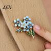 Literary Style Jewelry Forget Me Not Flower Brooch, Alloy Blue Floral Lapel Pin, Memorial Enamel Vintage Brooch Pin for Coat, Dress, Hats, Bags,