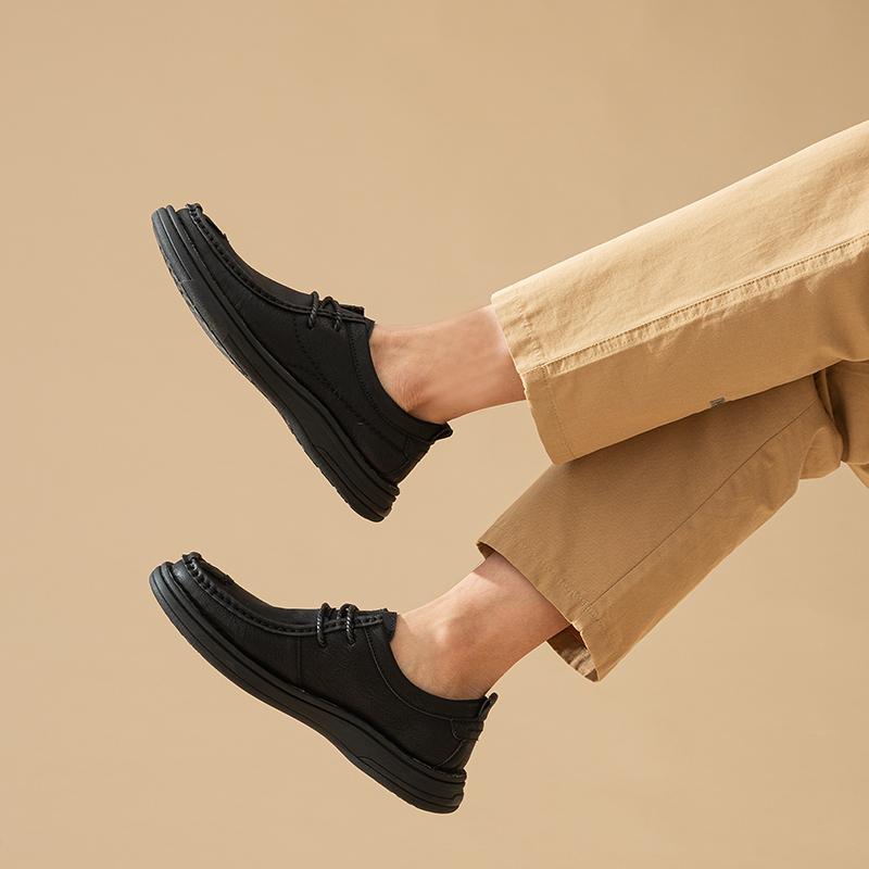 Men's Leather Shoes Lace Up Casual Sneakers Flats Walking Shoes