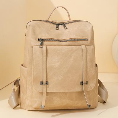 Vintage Soft Leather Backpack Women's Large Capacity Travel Backpack Student Schoolbag