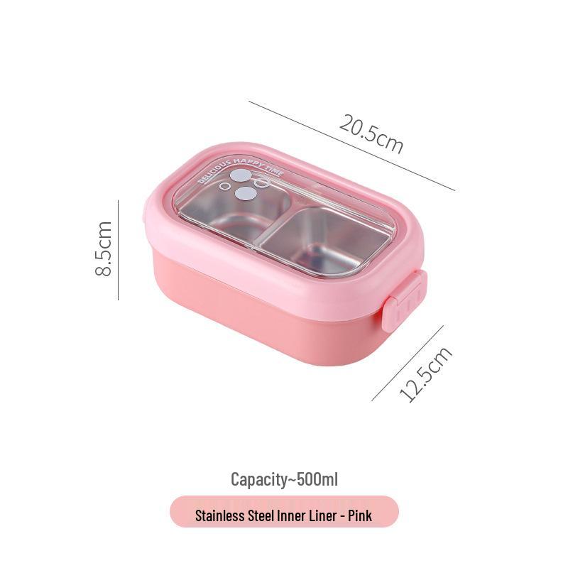 Microwavable Japanese-Style Wheat Straw Lunch Box Set with Compartments for Students and Office Workers