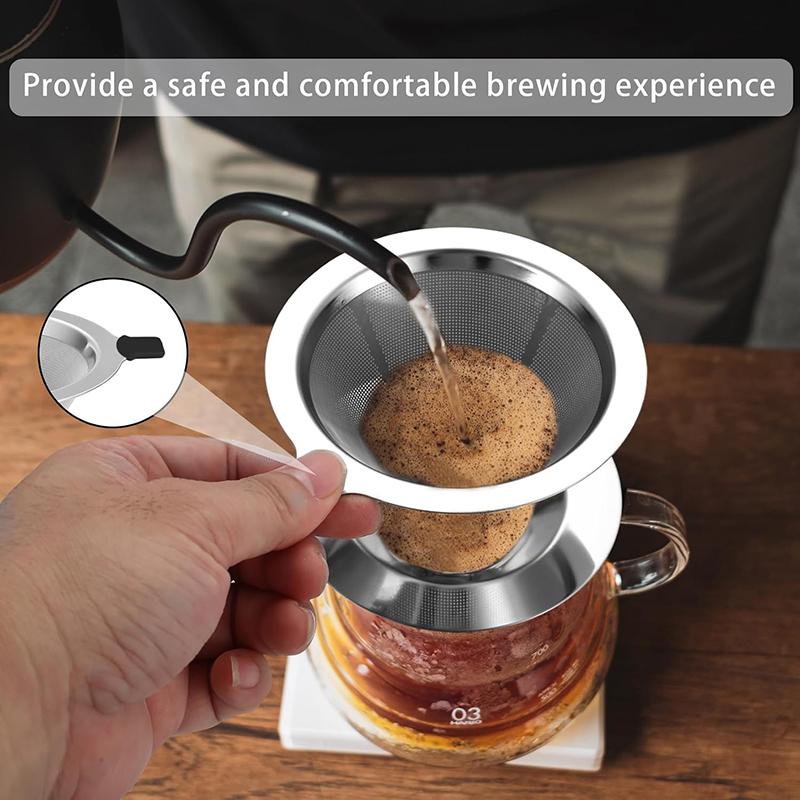 Stainless Steel Coffee Filter Pour Over Coffee Dripper Reusable Paperless Coffee Drip Coffee Strainer Kitchen Coffee Accessories