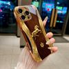 Galloping Steed Art Electroplated Golden Phone Case For iPhone 17Air 17 16 15 14 13 12 11 Pro Max Plus 16E XR 7 8 Xs Glass Cover