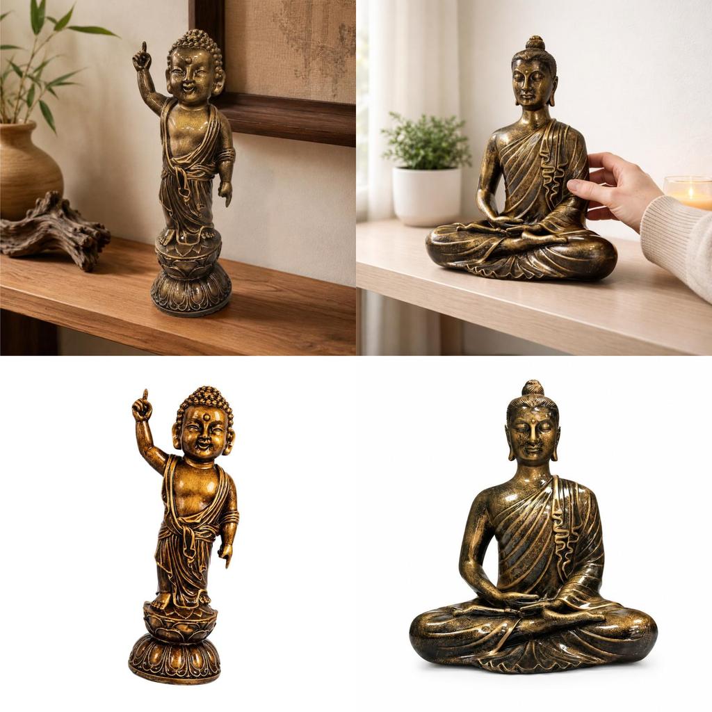 Buddha Statue Gift Resin Figurine for Table Centerpieces Hallway Living Room