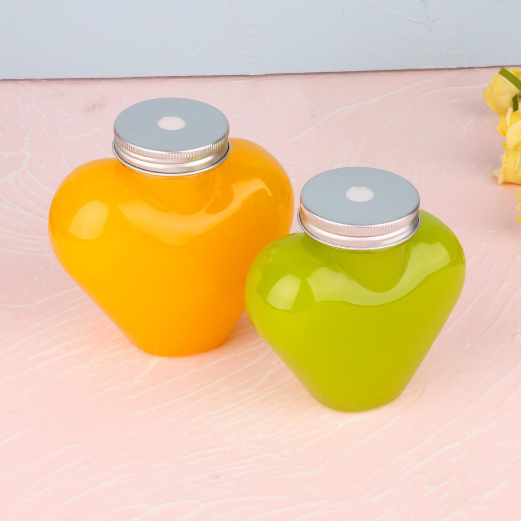 500Ml Heart-Shaped Clear Cold Drink Bottle Juice Bottles Leakproof Milk Bottles Portable Beverage Bottles Water Bottles Sealing