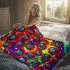 Rainbow Bubble Art Flannel Blanket Warm Soft Halloween Christmas Decorative Couch Warm Cozy All-Season Gift