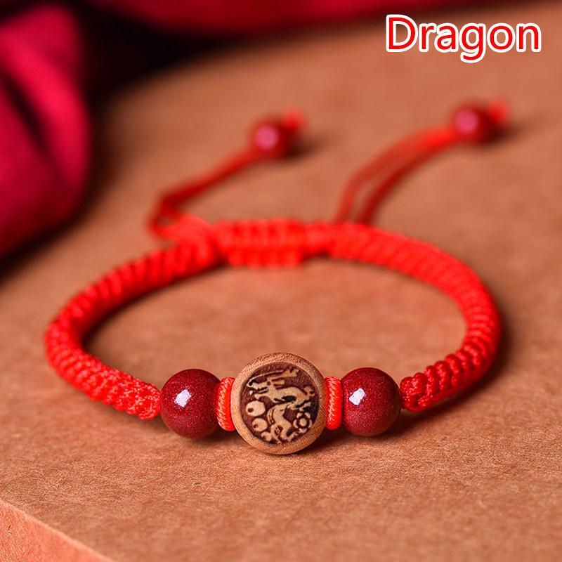 Chinese Style Zodiac Red String Bracelet Amulet Good Luck Red Rope Bracelet 12 Chinese Zodiac Animal Bracelet Jewelry Gifts as the picture