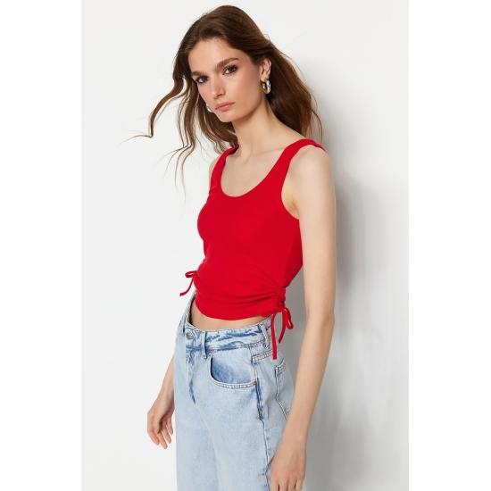 Mailet tricotat elastic, cu volane, cu gât de piscină