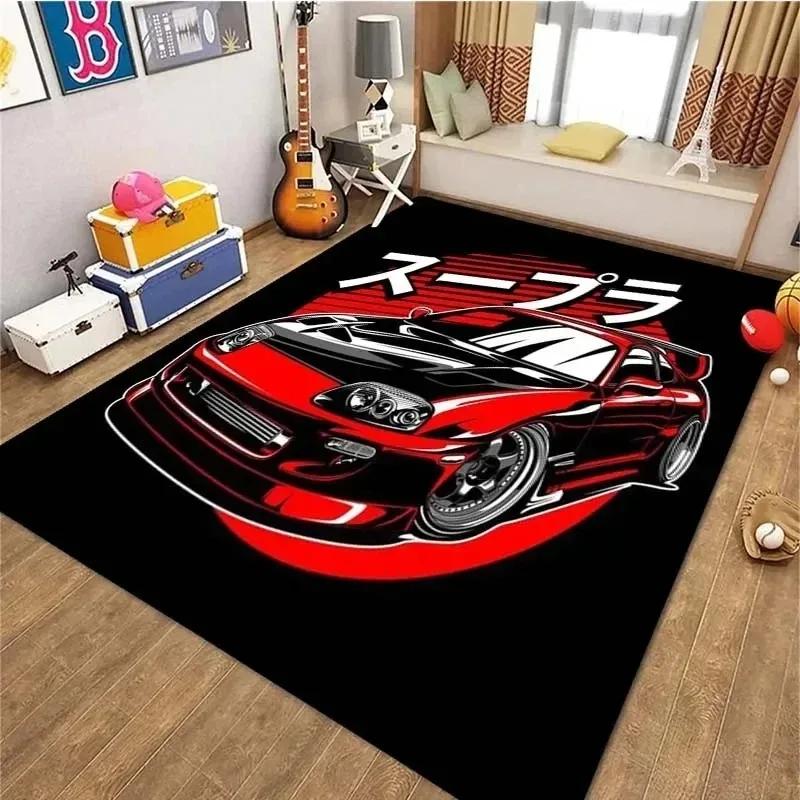 Klasický Sportovní Auto Kobereček Vintage Retro Cool F1 Koberec pro Ložnici Obývací Pokoj Dveře Podlaha Protiskluzové Koberce Podložky Domácí Dekorace