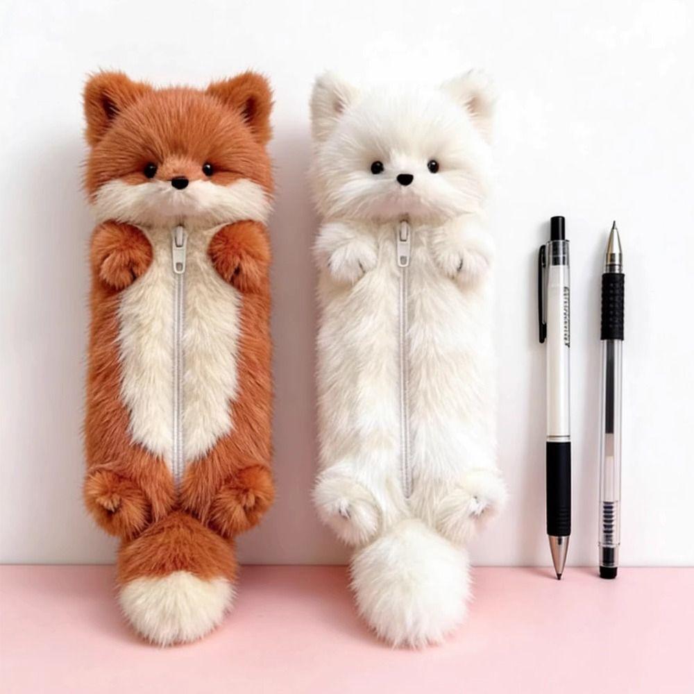 Fuchs-Form Federmäppchen Plüsch Schreibwaren Aufbewahrungstasche Niedliche Stifttasche Schüler