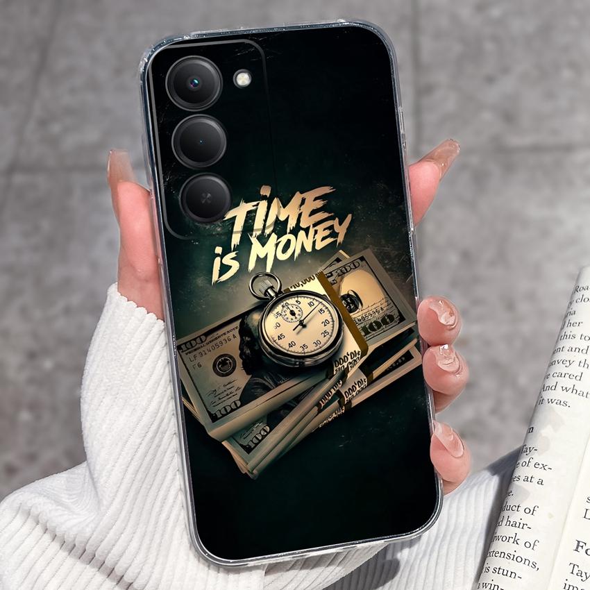 Capa Para Redmi 15 13 12 15C 14C 13C 12C 10C 14R 13X 10A 10X Capa de Celular com Padrão de Cédula Capa de Silicone Transparente Antiderrapante Para Redmi Capas Bumper