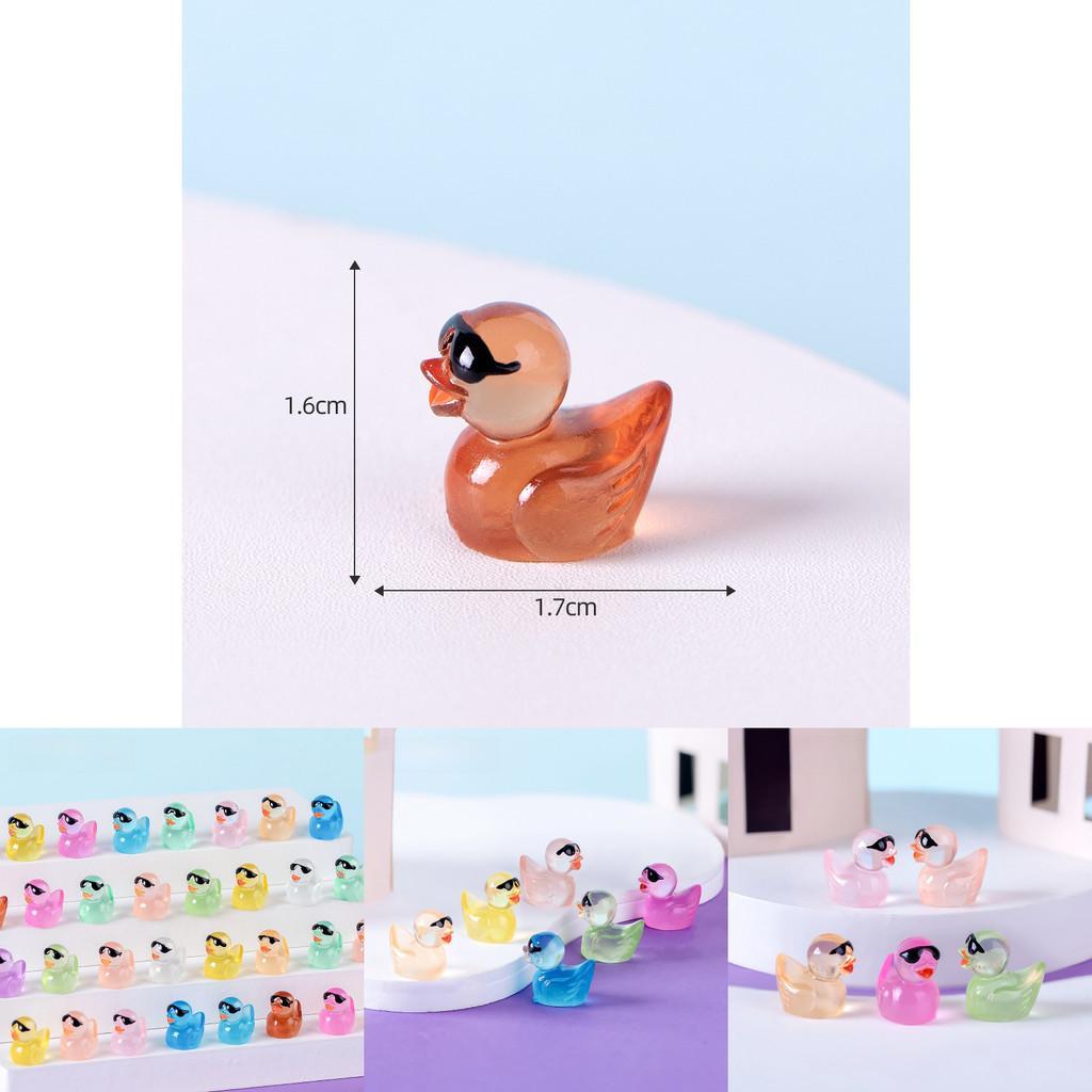 Adorable Resin Miniature Duck Figurine With Glow In The Dark Sunglasses For Garden Decor