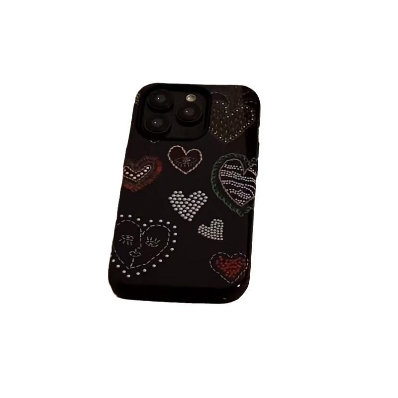 

Black Sun & Pearl Heart Protective Case for iPhone 16 Pro Max/15 Pro