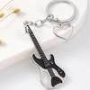Guitar Pendant Keychain with Shimmering Stones Metal Keyring Sweet Cool Girls Key Chain Lightweight Jewelry for Bag