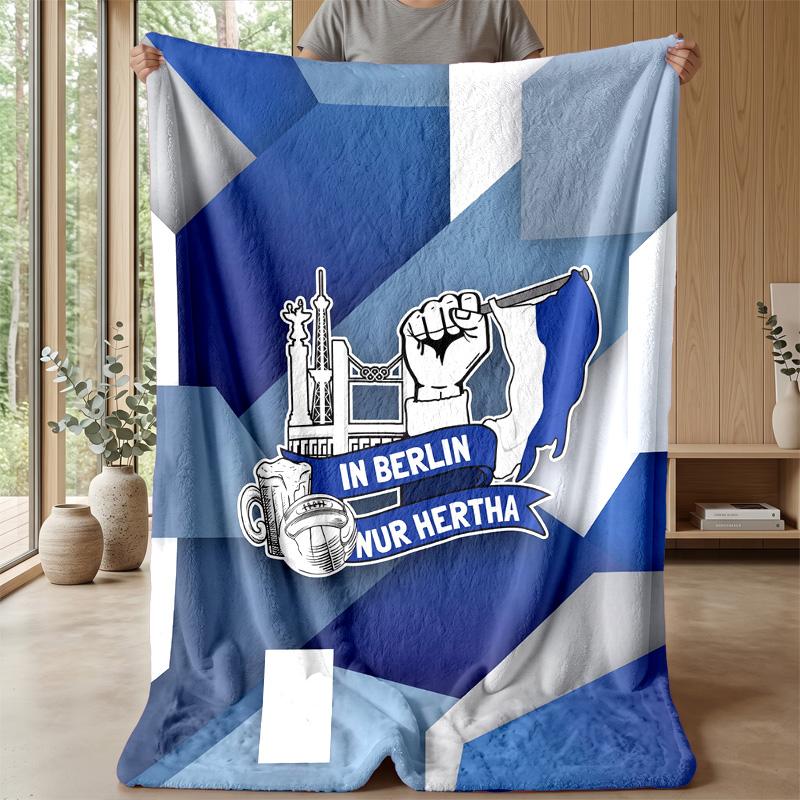 Hertha bsc FC Coperta Morbida in Flanella Pile Leggera Accogliente Calda Coperta Plaid per Divano Letto Arredamento Casa