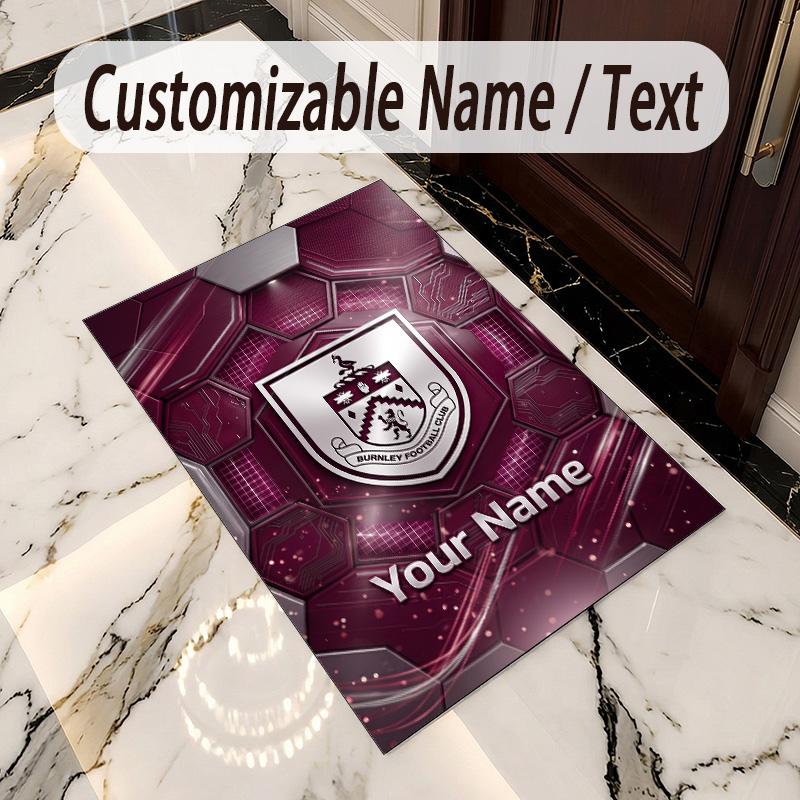 Crystal Velvet Rug Burnley Football Print Custom Name Text Floor Mat Home Decor