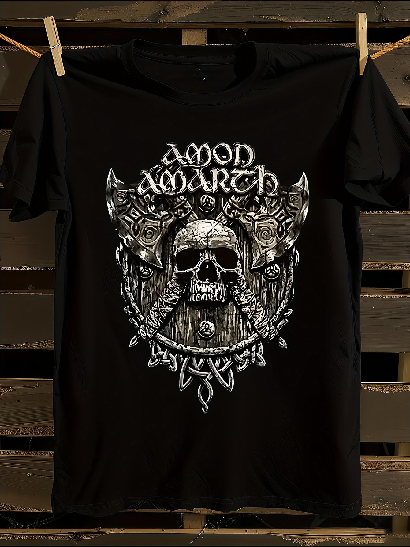 AMON Amart-Skull SHIELD Axes Gothic Heavy Metal Graphic T... XXXL