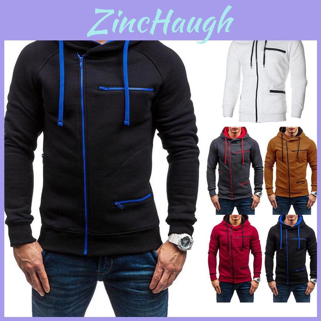 Warm Men's Autumn Winter Hooded Sweatshirt With Loose Fit And Cotton Blend Material