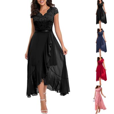 Vestido longo feminino para festa à noite, casamento, dama de honra, chiffon, renda