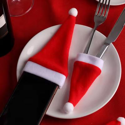 5 Stück-Frohe Weihnachten Dekoration Bestecktasche Ständer Weihnachtsmütze Gabel Messer Bestecktasche Weihnachtsdekoration Einrichtungsgegenstände