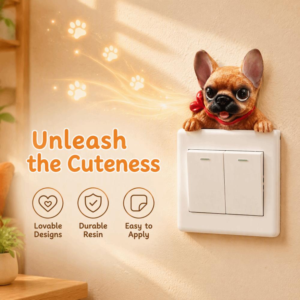 Decorations 3D Dog Wall Decals Self-Adhesive Switch Accessories Socket Sticker Entrance Decoration