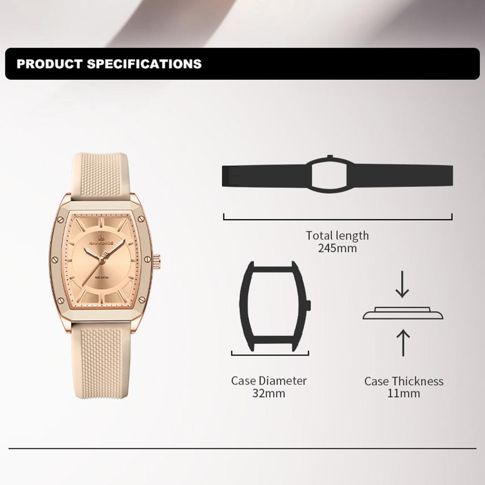 NAVIFORCE Watch for Women Square Elegant Waterproof Luminous Watches Quartz Import Ladies Wristwatch Valentine Day Gifts NF5049