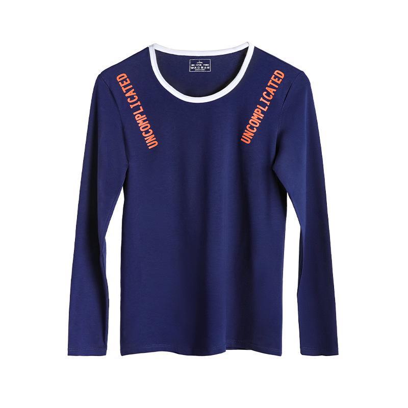 Men's Light Cotton Round Neck Top - Comfortable, Breathable, Solid Color, Autumn Wear