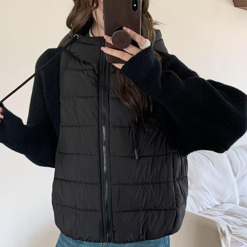 Fashion Female Short Coat Winter Jackets Hooded Knitted Sleeves Loose Thick Warm Women Parkas